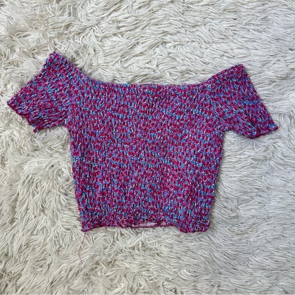 ◾️3/$25 Topshop Shirred Floral Bardot Off The Shoulder Smocked  Top - Picture 2 of 8